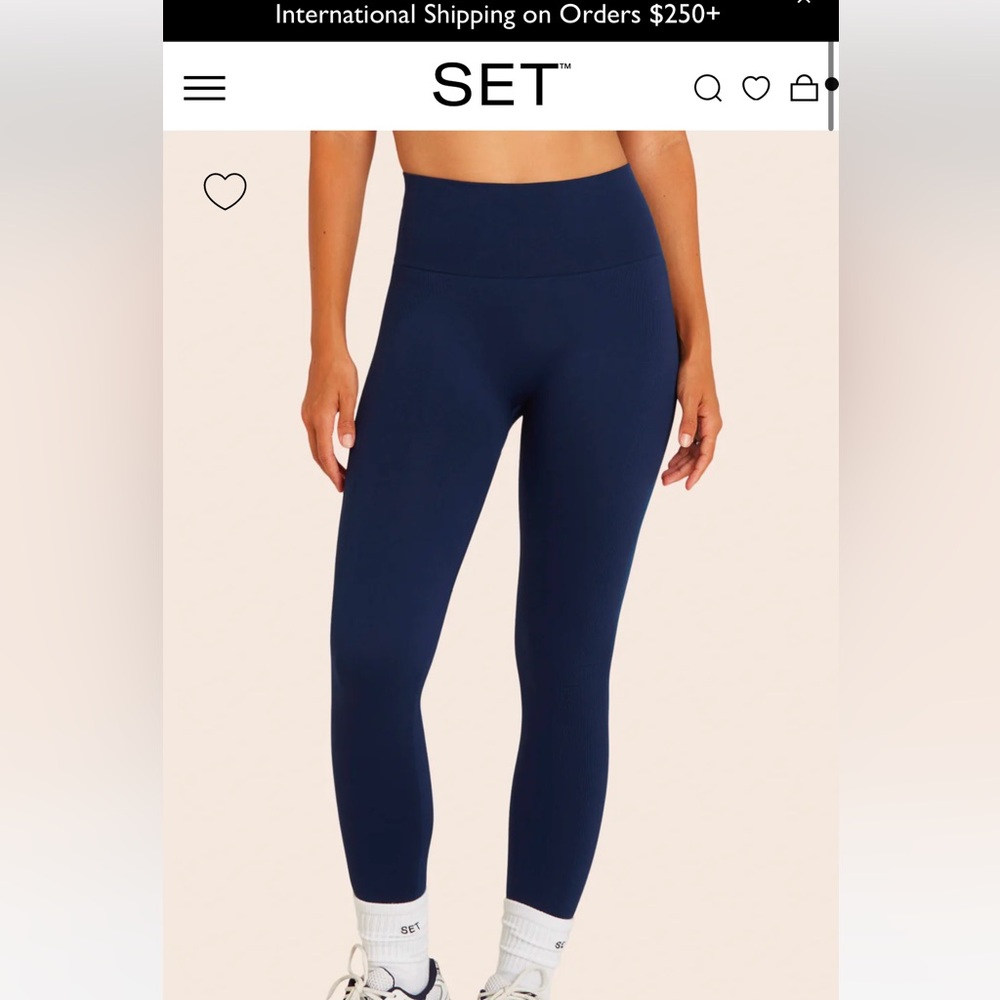 SET Active Navy Ribbed Racerback Tank and Leggings - Picture 6 of 8